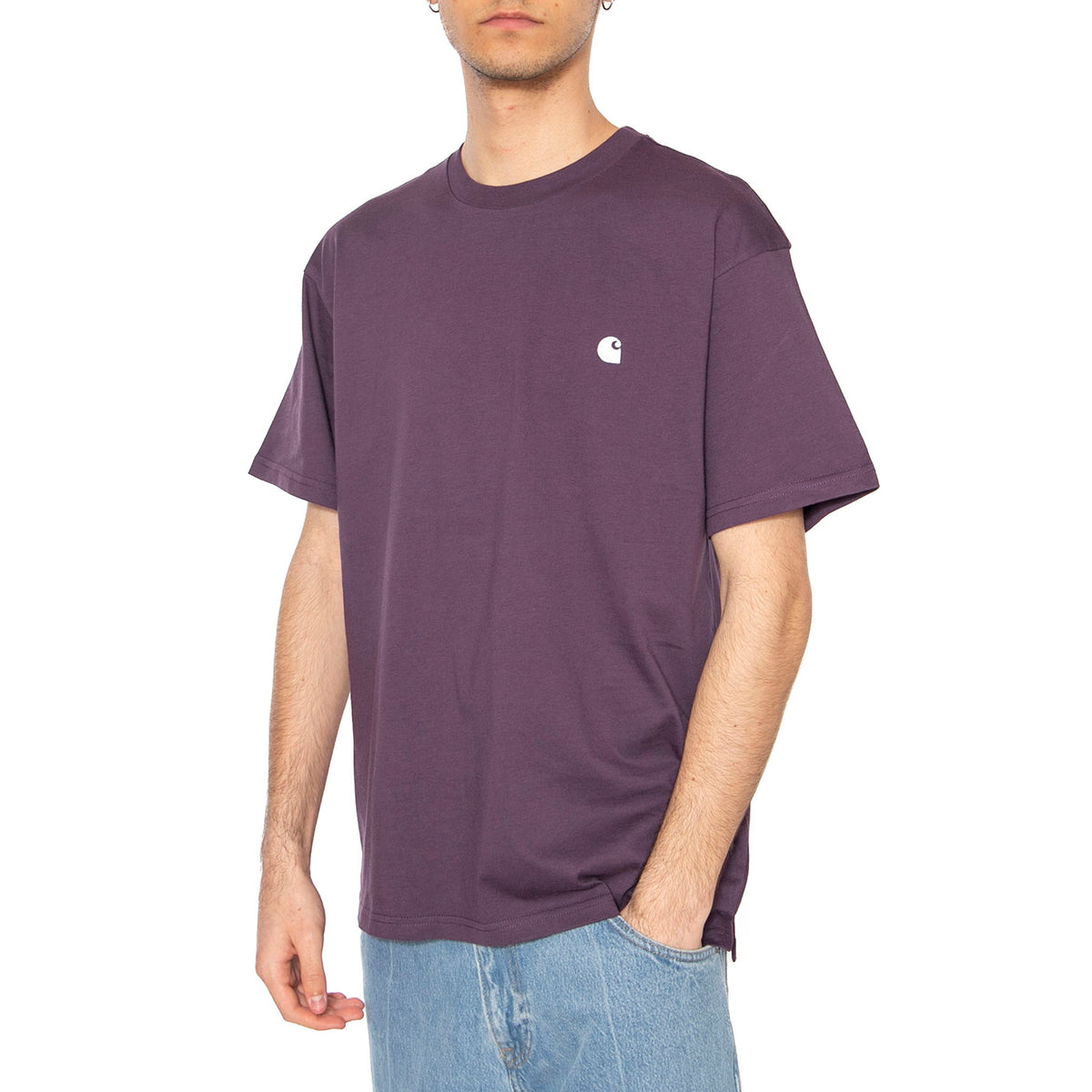 S/S Madison T-Shirt Huckleberry / White - Maglietta Girocollo Uomo Viola I033000.2RPXX . CARHARTT WIP 