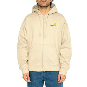 Hooded American Script Jacket Fleur De Sel - Felpa con Cappuccio e Ziip Uomo Beige I033063.2LPXX . CARHARTT WIP 