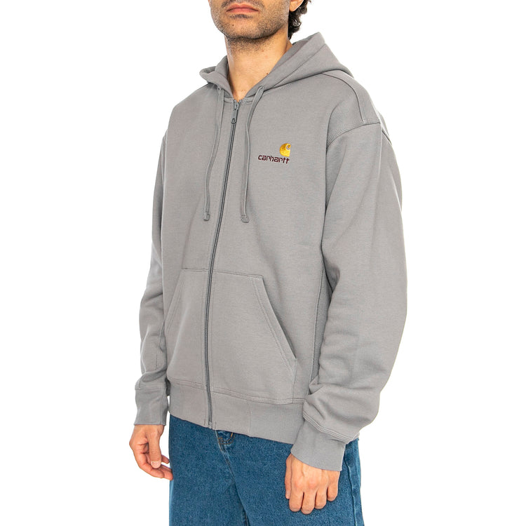 Hooded American Script Jacket Yosemite - Felpa con Cappuccio e Zip Uomo Grigia I033063.2LRXX . CARHARTT WIP 