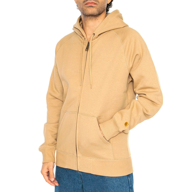 Hooded Chase Jacket Dusty H Brown / Gold - Felpa con Cappuccio e Zip Uomo Beige I033664.2N1XX . CARHARTT WIP 