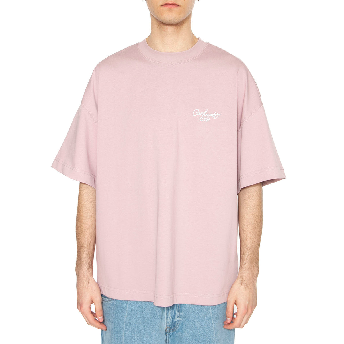 S/S Signature Script T-Shirt Hortensia / White - Maglietta Girocollop Uomo Viola I033828.2QSXX . CARHARTT WIP 