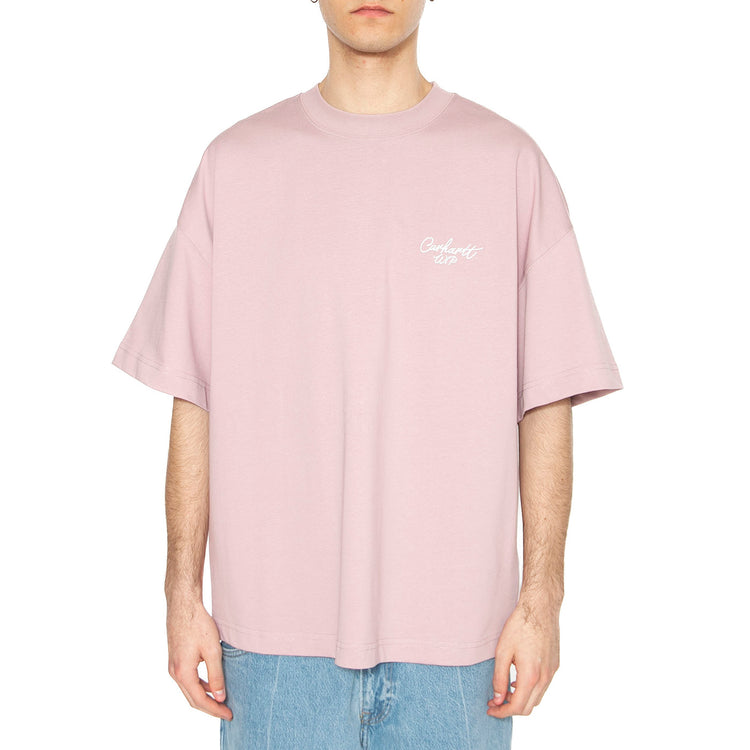 S/S Signature Script T-Shirt Hortensia / White - Maglietta Girocollop Uomo Viola I033828.2QSXX . CARHARTT WIP 