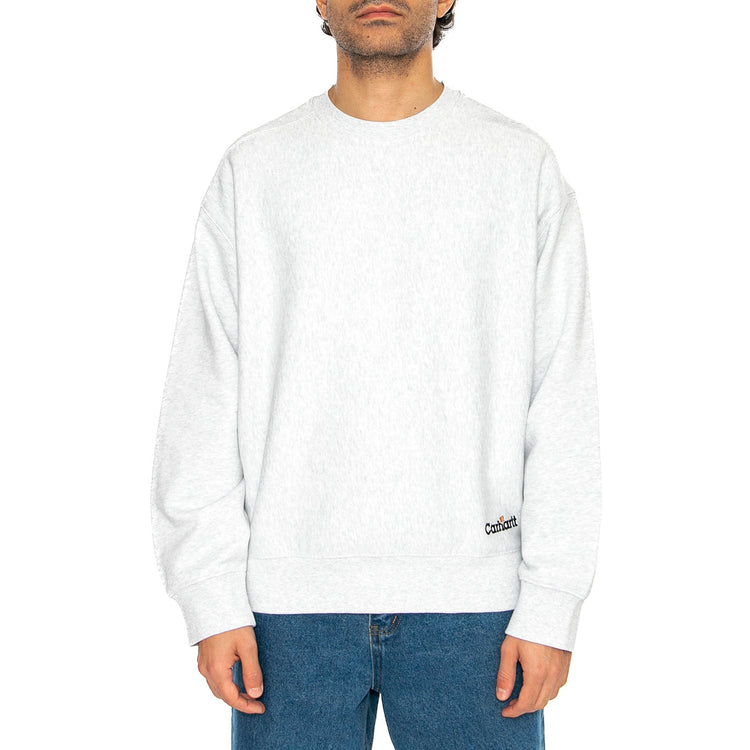 Label Script Sweat Ash Heather - Felpa Girocollo Uomo Grigia I034429.482XX . CARHARTT WIP 