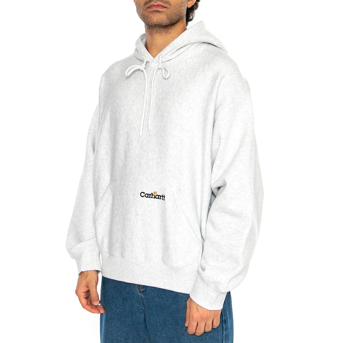 Hooded Label Script Sweat Ash Heather - Felpa con Cappuccio Uomo Grigia I034430.482XX . CARHARTT WIP 