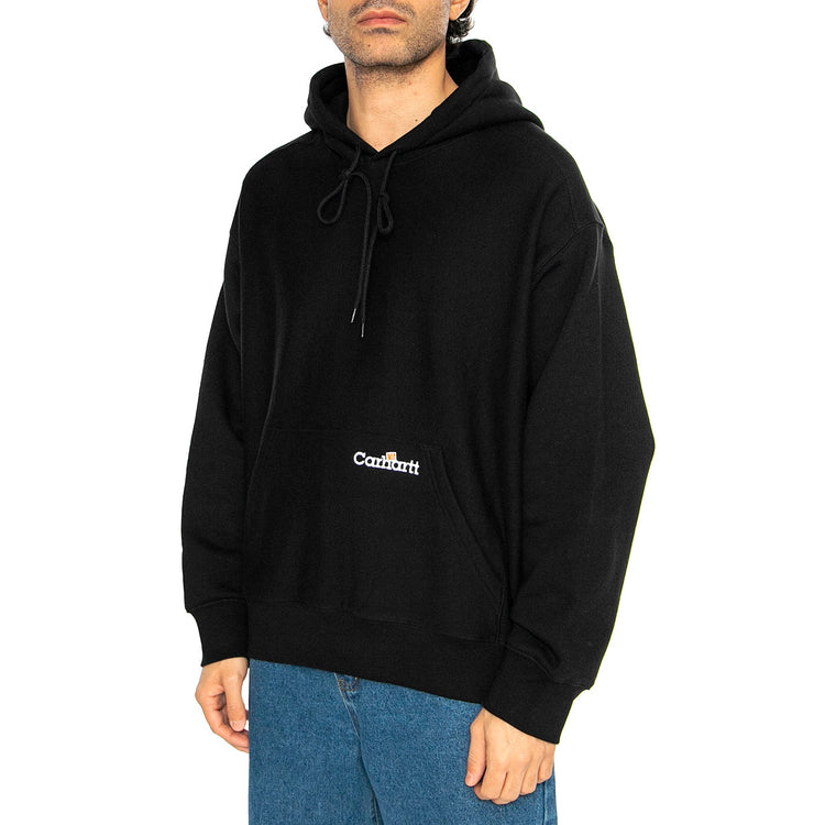 Hooded Label Script Sweat Black - Felpa con Cappuccio Uomo Nera I034430.89XX . CARHARTT WIP 