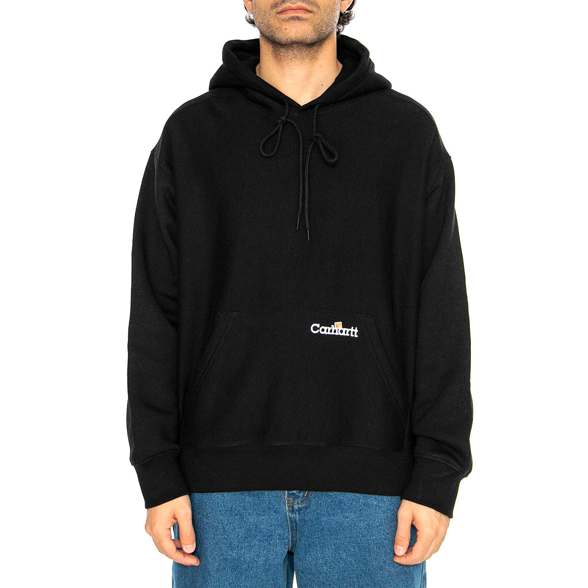 Hooded Label Script Sweat Black - Felpa con Cappuccio Uomo Nera I034430.89XX . CARHARTT WIP 