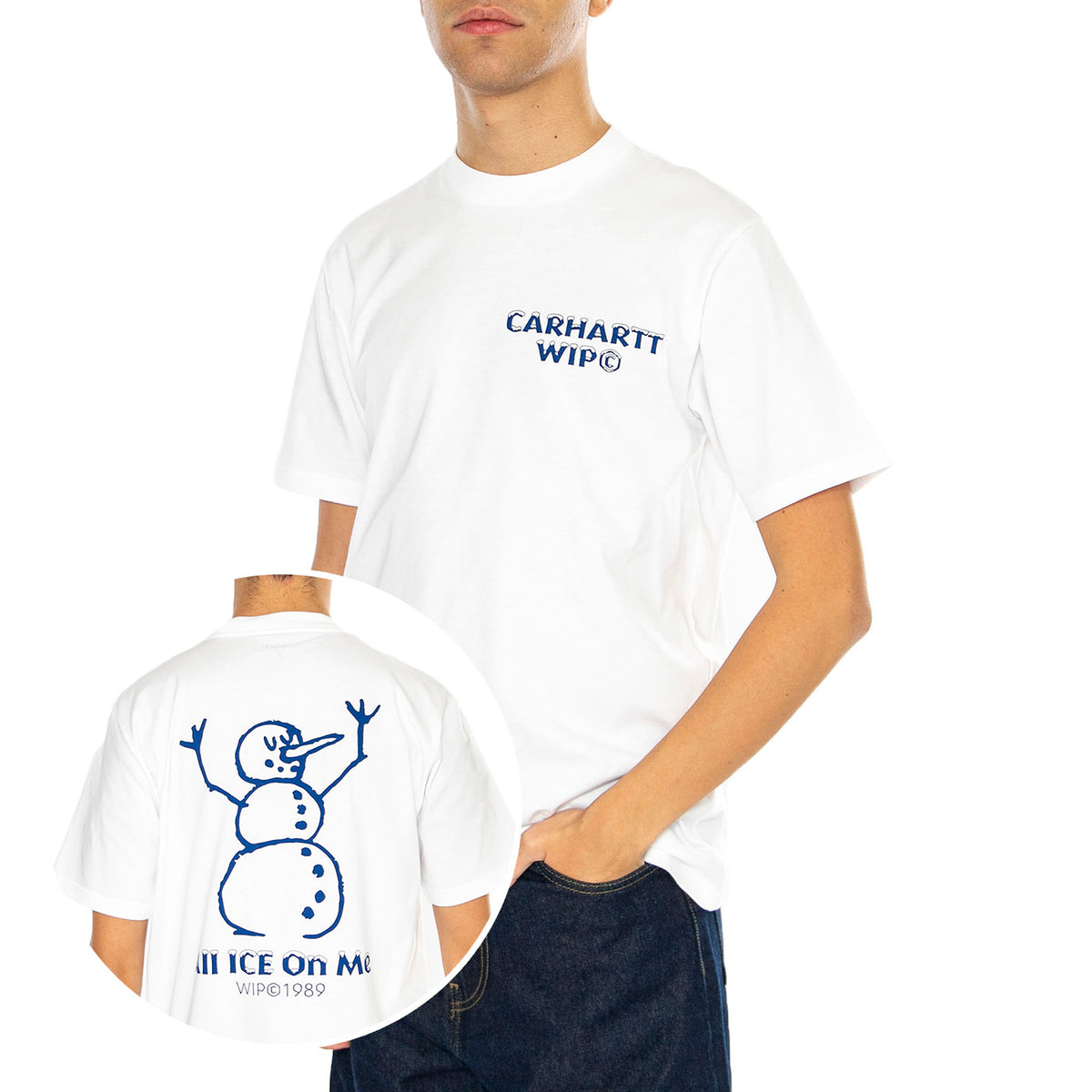 S/S Ice T-Shirt White - Maglietta Girocollo Uomo Bianca I034436.02XX . CARHARTT WIP 
