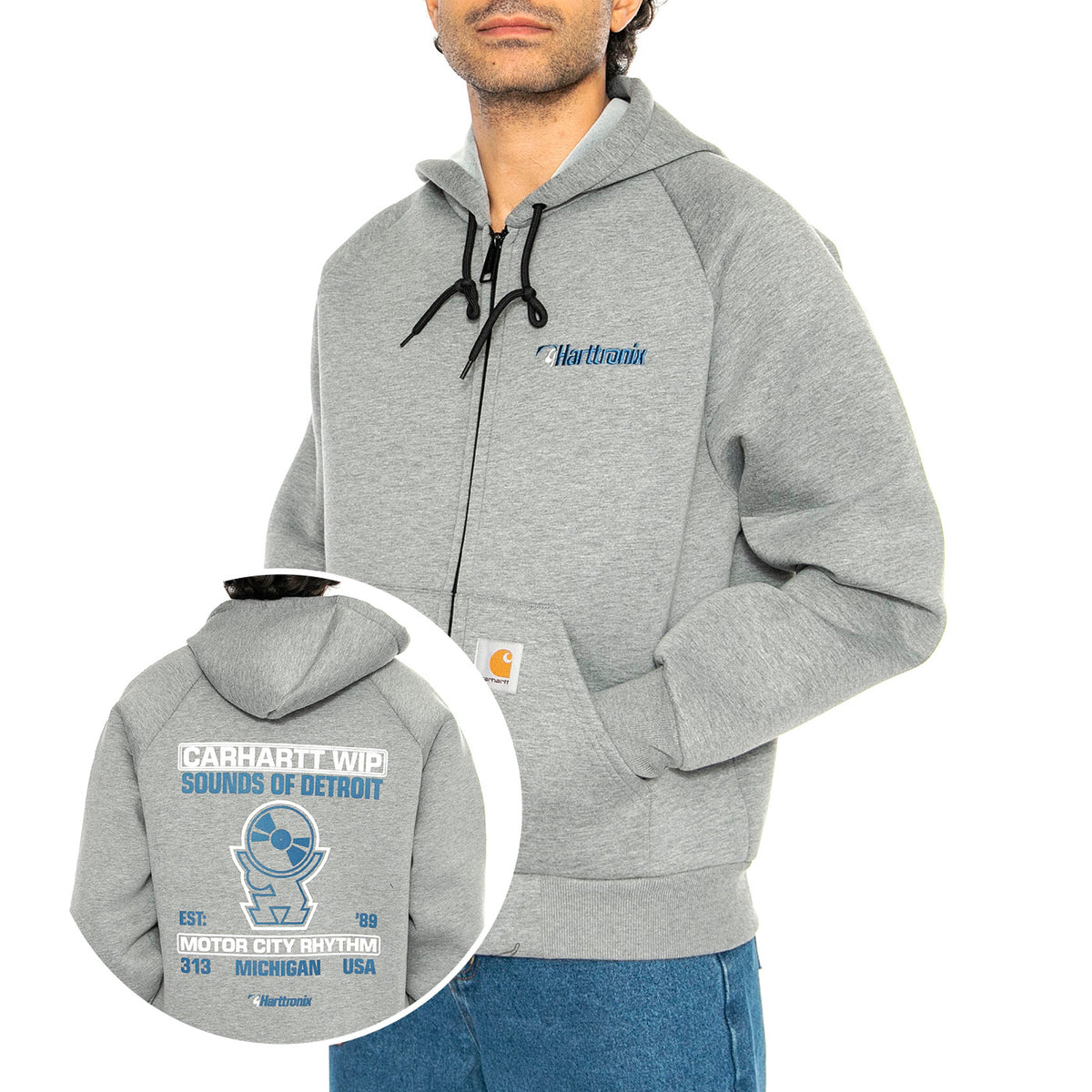 Harttronix Car-Lux Hooded Jack Dark Grey Heather / Grey - Felpa con Cappuccio e Zip Uomo Grigia I034454.2O6XX . CARHARTT WIP 