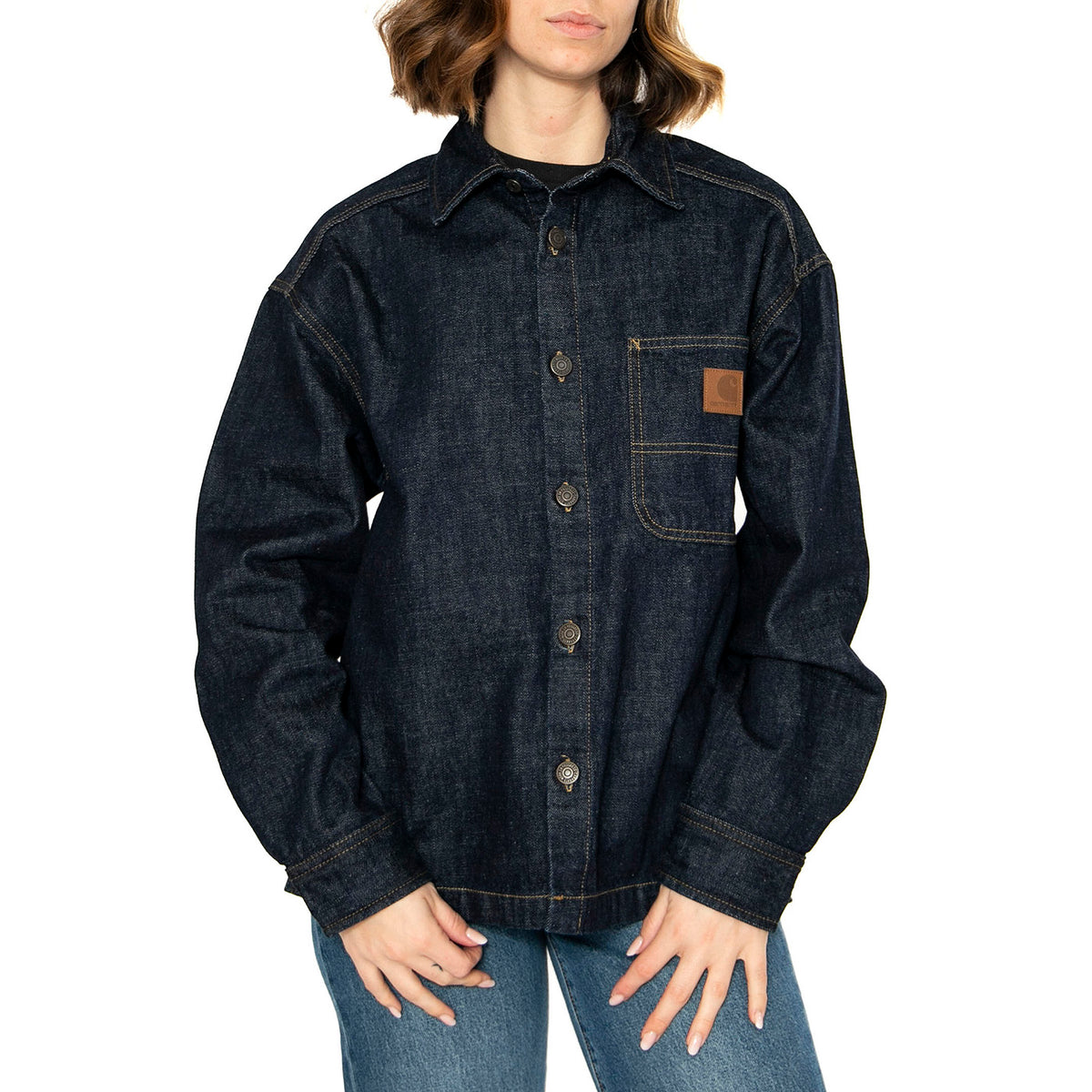 W' Lovilia Shirt Jac Blue - Camicia / Giacca Donna Denim Jeans Blu I034461.0102 . CARHARTT WIP 