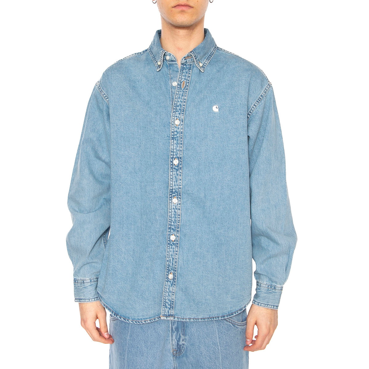L/S Lucas Shirt Blue - Camicia Denim Jeans Uomo Blu I034525.0135 . CARHARTT WIP 