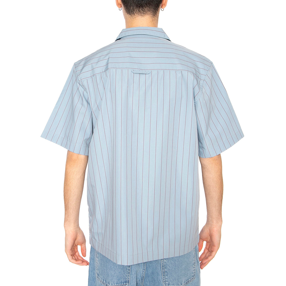 S/S Hendry Shirt Seaton Stripe, Frosted Blue / Mulberry - Camicia Maniche Corte Uomo Blu I034534.2SUXX . CARHARTT WIP 