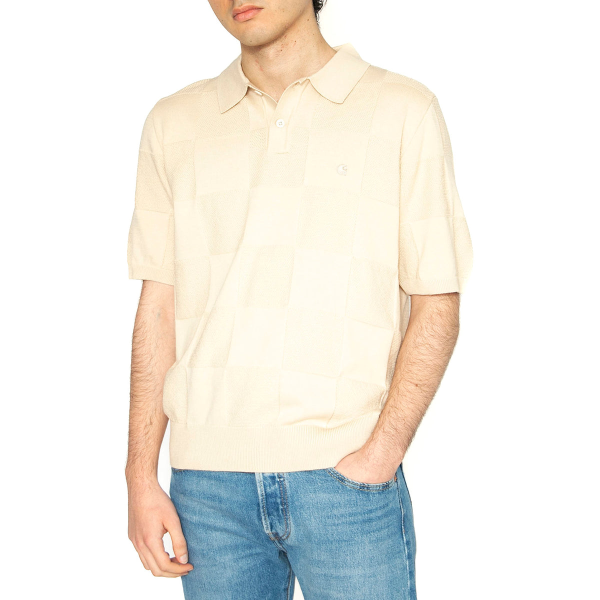 S/S Checker Polo Fleur De Sel - Polo Uomo Beige I034535.2LPXX . CARHARTT WIP 
