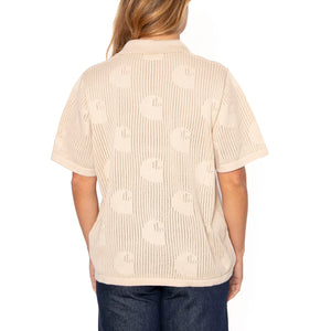 W' S/S Temple Knit Shirt Fleur De Sel - Camicia Maniche Corte Donna Beige I034541.2LPXX . CARHARTT WIP 