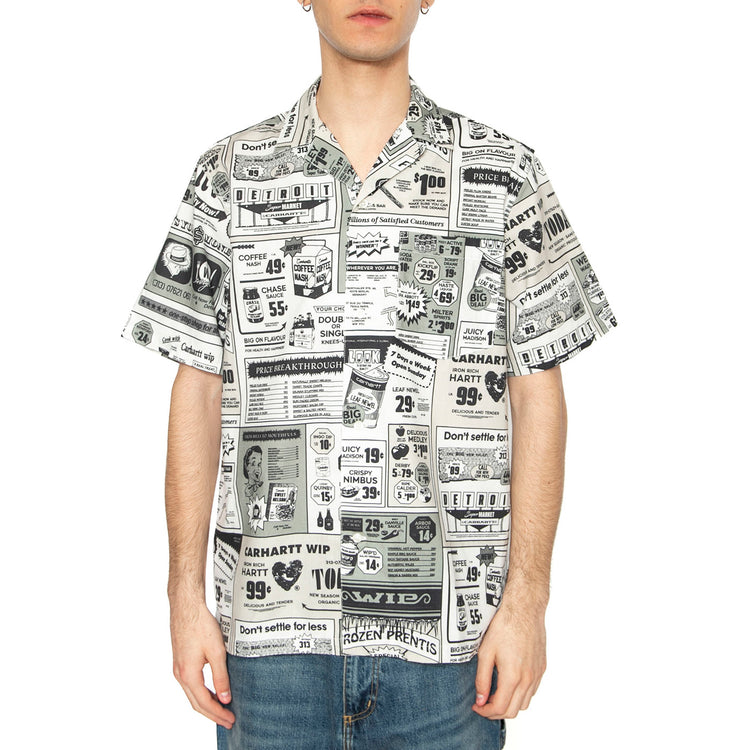 S/S Catalogue Shirt Catalogue Print, Neutral - Camicia Maniche Corte Uomo Multicolore I034548.2UEXX . CARHARTT WIP 