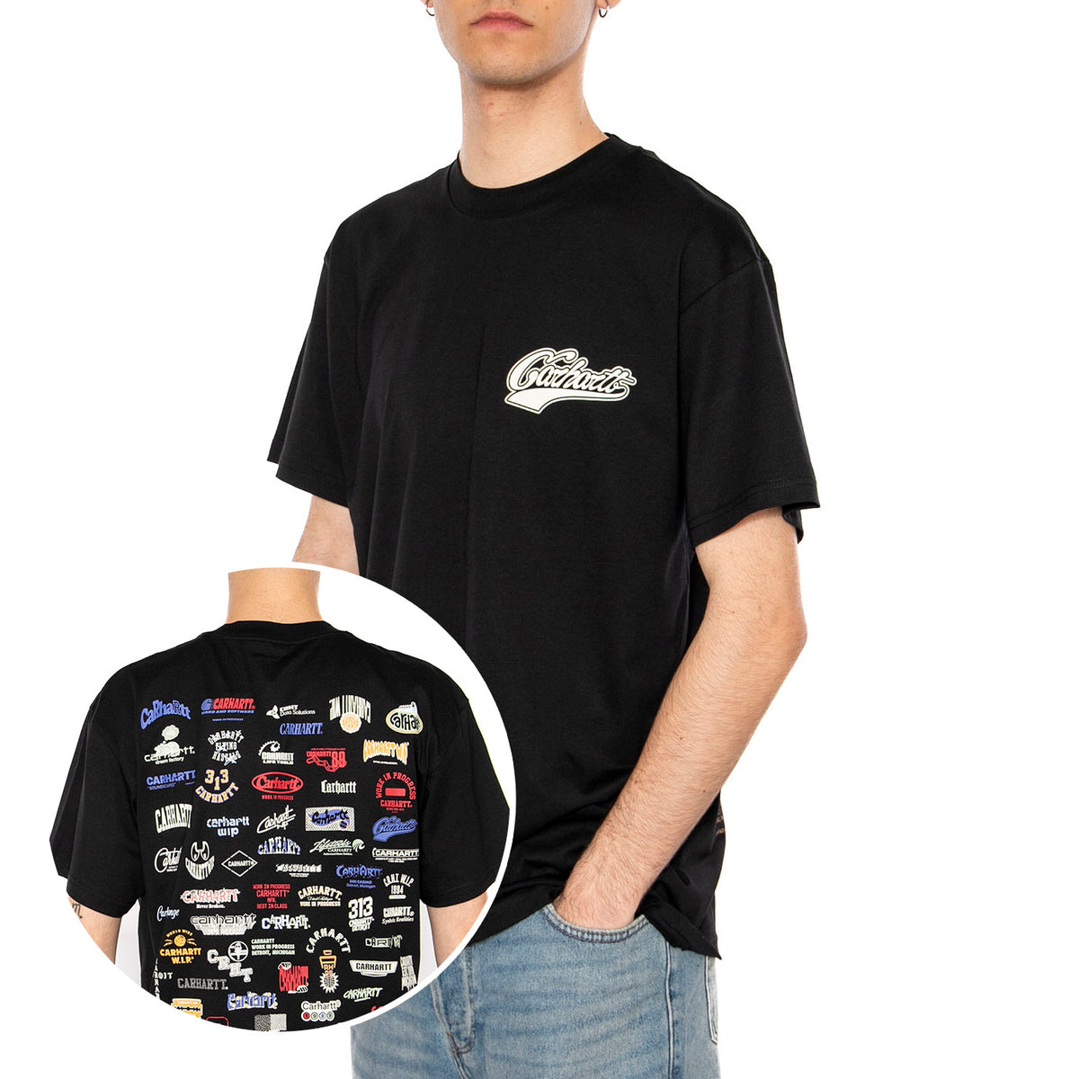 S/S Logo T-Shirt Black - Maglietta Girocollo Uomo Nera I034643.89XX . CARHARTT WIP 