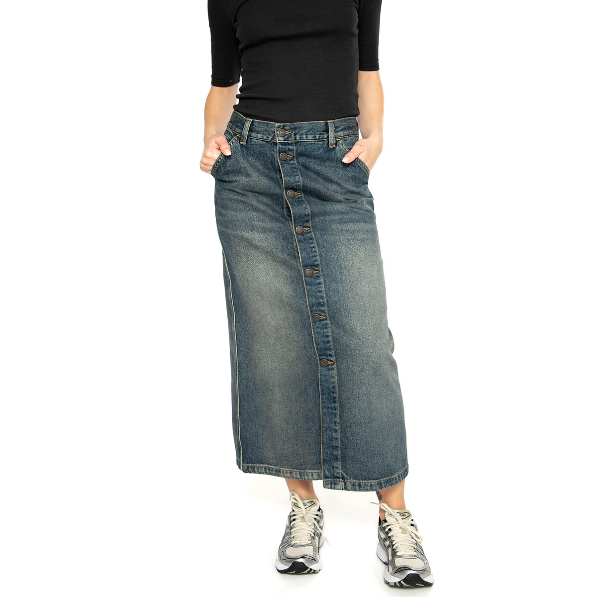 W' Marvin Skirt Blue - Gonna Longuette Denim Jeans Blu I034647.014Q . CARHARTT WIP 