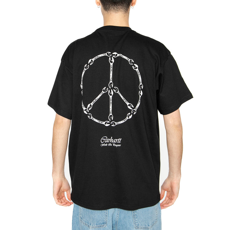 S/S Peace And Work T-Shirt Black / White - Maglietta Girocollo UomoNera I034763.0D2XX . CARHARTT WIP 