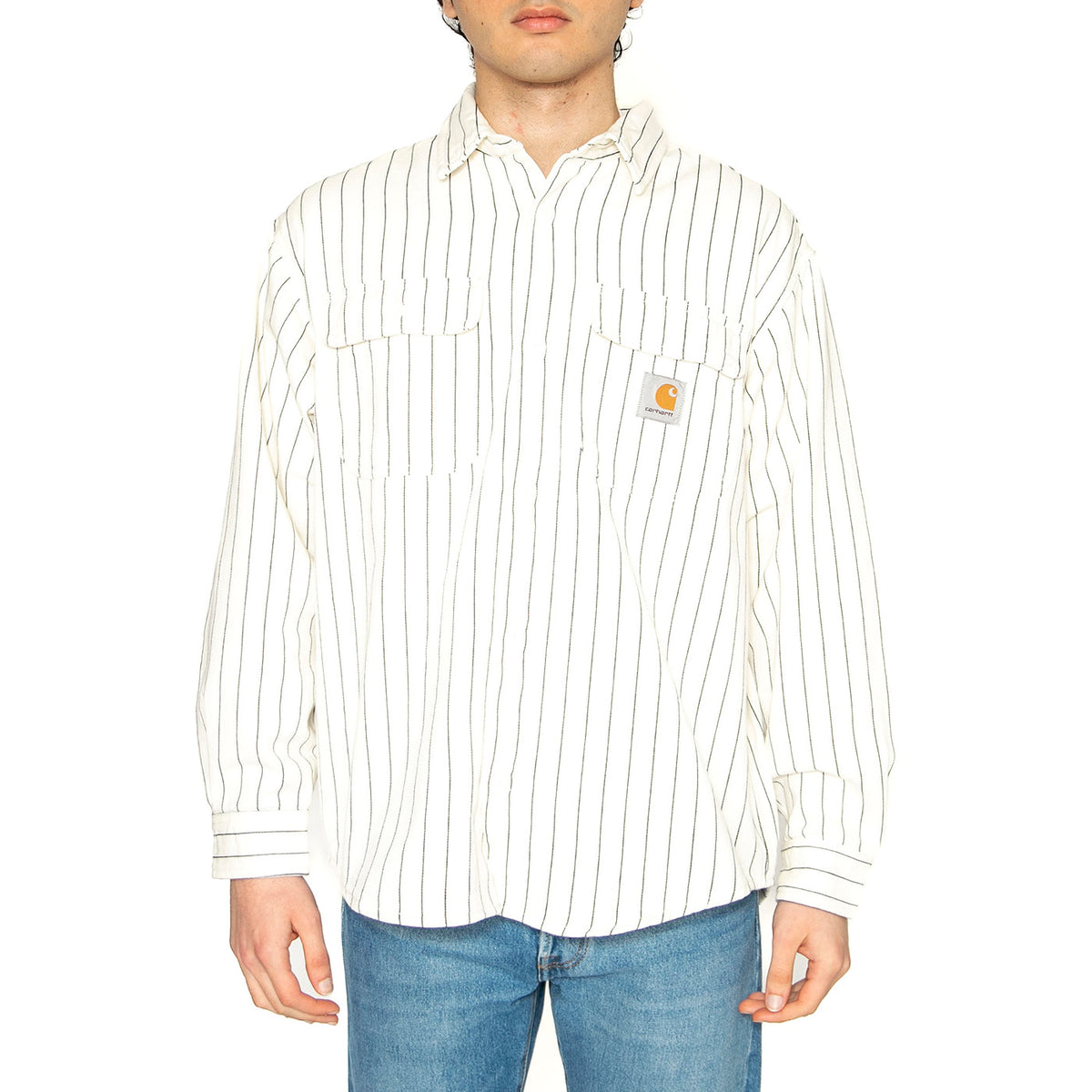 Hendry Shirt Jac Seaton Stripe, Wax / Dark Navy - Camicia Uom Bianca I034827.2RM02 . CARHARTT WIP 