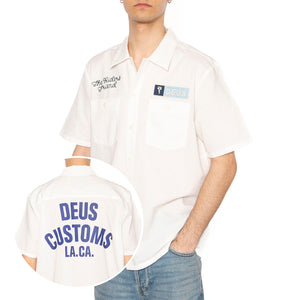 Forecourt Shirt Vintage White - Camicia Maniche Corte Uomo Bianca DMP255066_VWH . DEUS EX MACHINA 