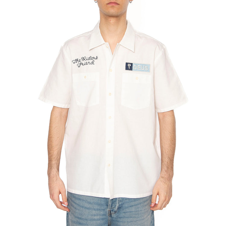 Forecourt Shirt Vintage White - Camicia Maniche Corte Uomo Bianca DMP255066_VWH . DEUS EX MACHINA 