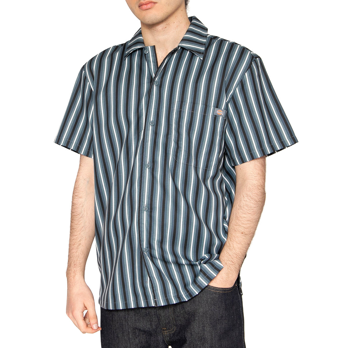 Multi Stripe Work Shirt SS Stormy Weather - Camicia Maniche Corte Uomo Multicolore DK0A87G3G701 . DICKIES 