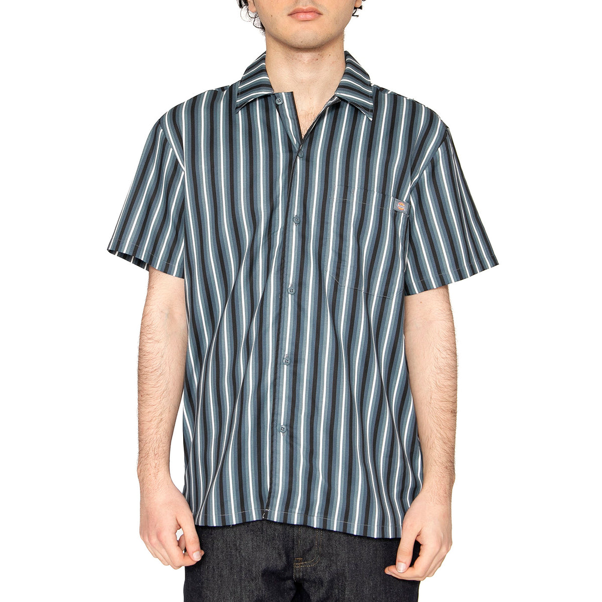 Multi Stripe Work Shirt SS Stormy Weather - Camicia Maniche Corte Uomo Multicolore DK0A87G3G701 . DICKIES 