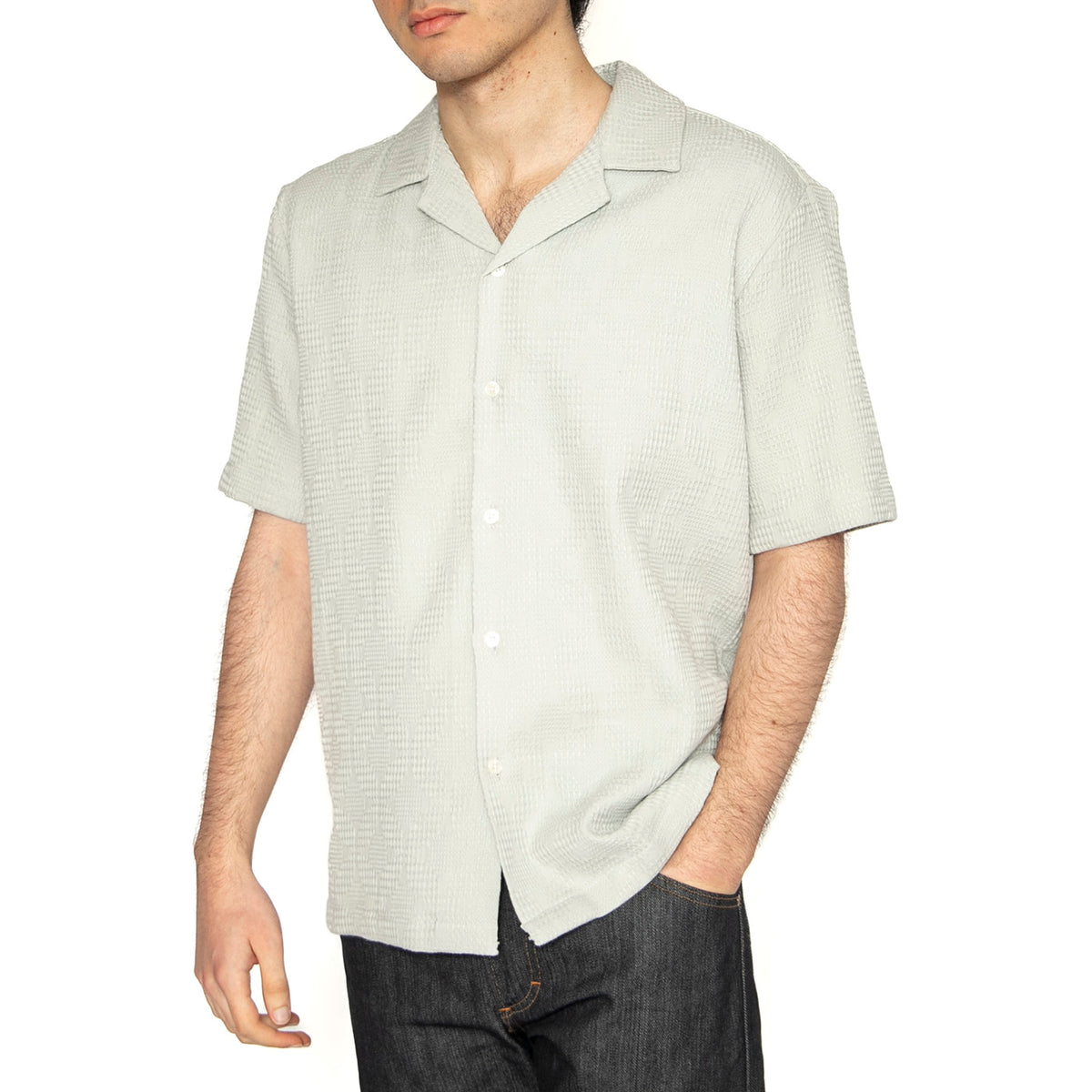 Favian Sea Foam - Camicia Maniche Corte Uomo Grigia 331390-083 . ELVINE 