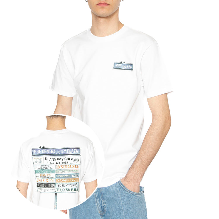 Plaza S/S Tee White - Maglietta Girocollo Uomo Bianca TS02402-WHITE . HUF 