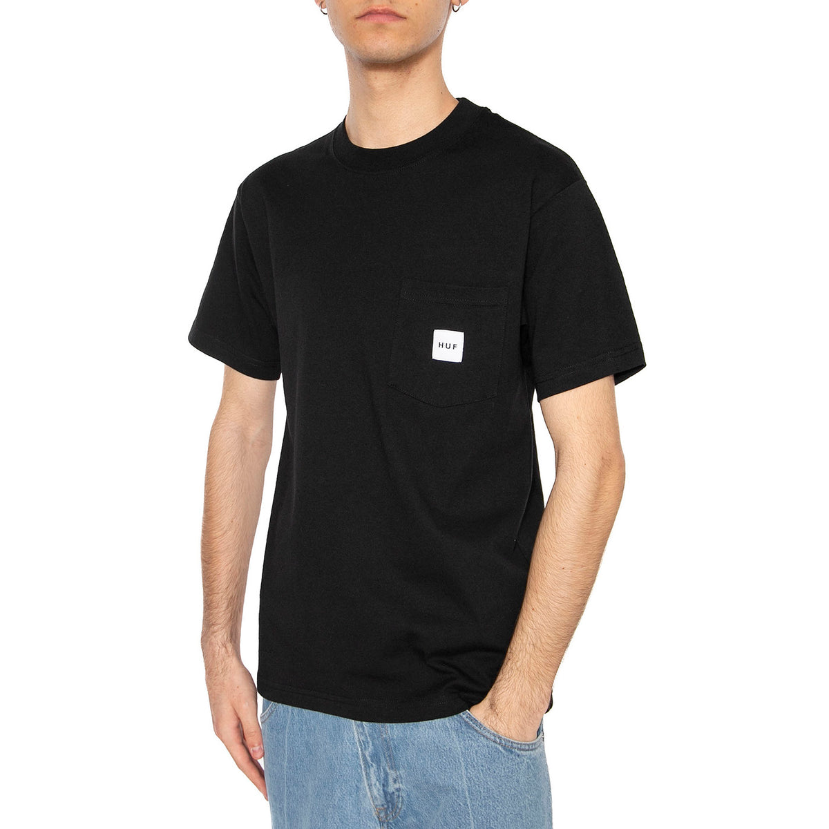 Huf Set Box Logo S/S Pocket Tee Black - Maglietta Girocollo Uomo Nera TS02419-BLACK . HUF 