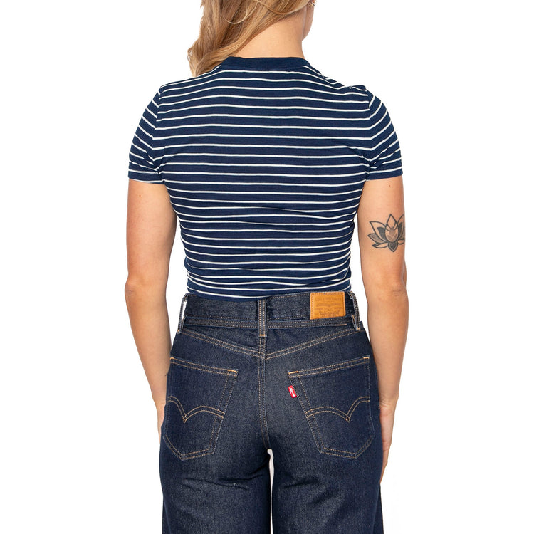 Cropped Tee Ombre Indigo Stripe - Maglietta Girocollo Donna Blu 112363477 . LEE 