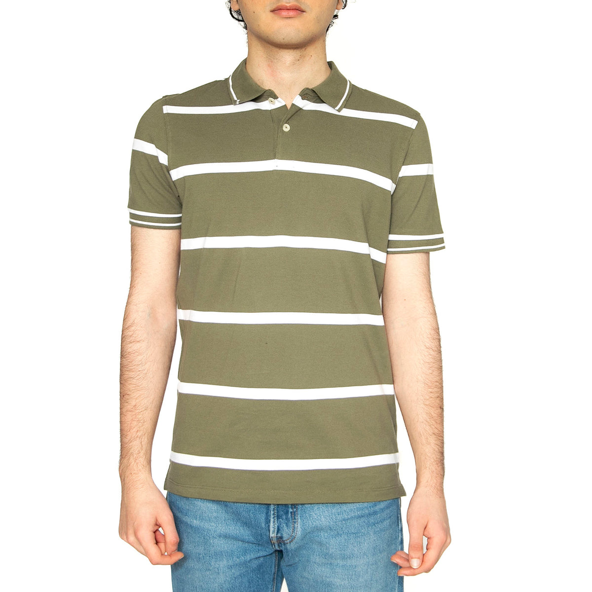 Piquet Polo Mercantile Green Stripe - Polo Uomo Verde 112363858 . LEE 