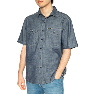 101 SS Worker Shirt Rinse Chambray - Camicia Maniche Corte Uomo Blu 112364203 . LEE 