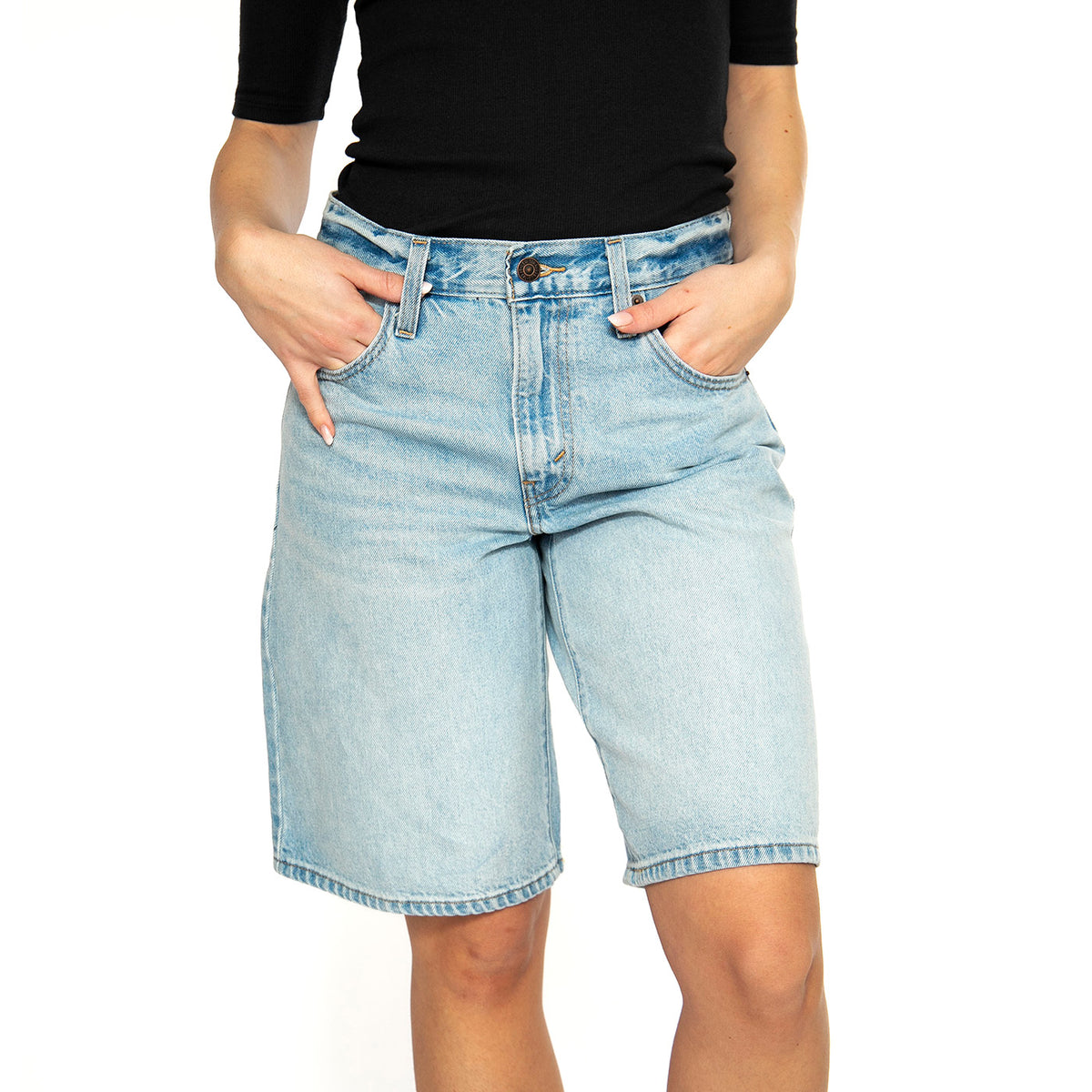 Baggy Dad Jort Light Indigo Worn In - Bermuda Denim Jeans Donna Blu 000MJ-0000 . LEVIS 
