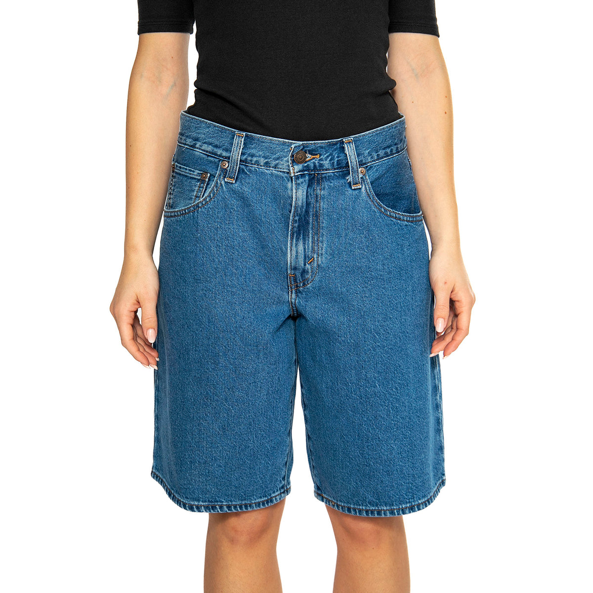 Baggy Dad Jort Dark Indigo Flat Finish - Bermuda Denim Jeans Donna Blu 000MJ-0001 . LEVIS 