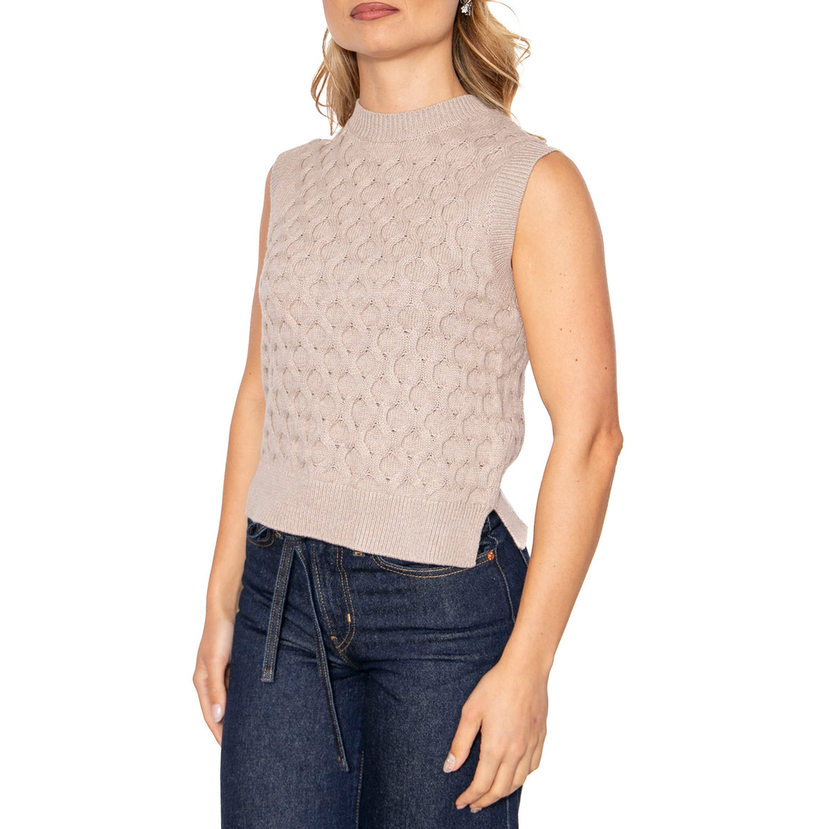 Bluebell Cable Vest Mid Oatmeal Heather - Canotta in Maglia Donna Beige 0012J-0000 . LEVIS 