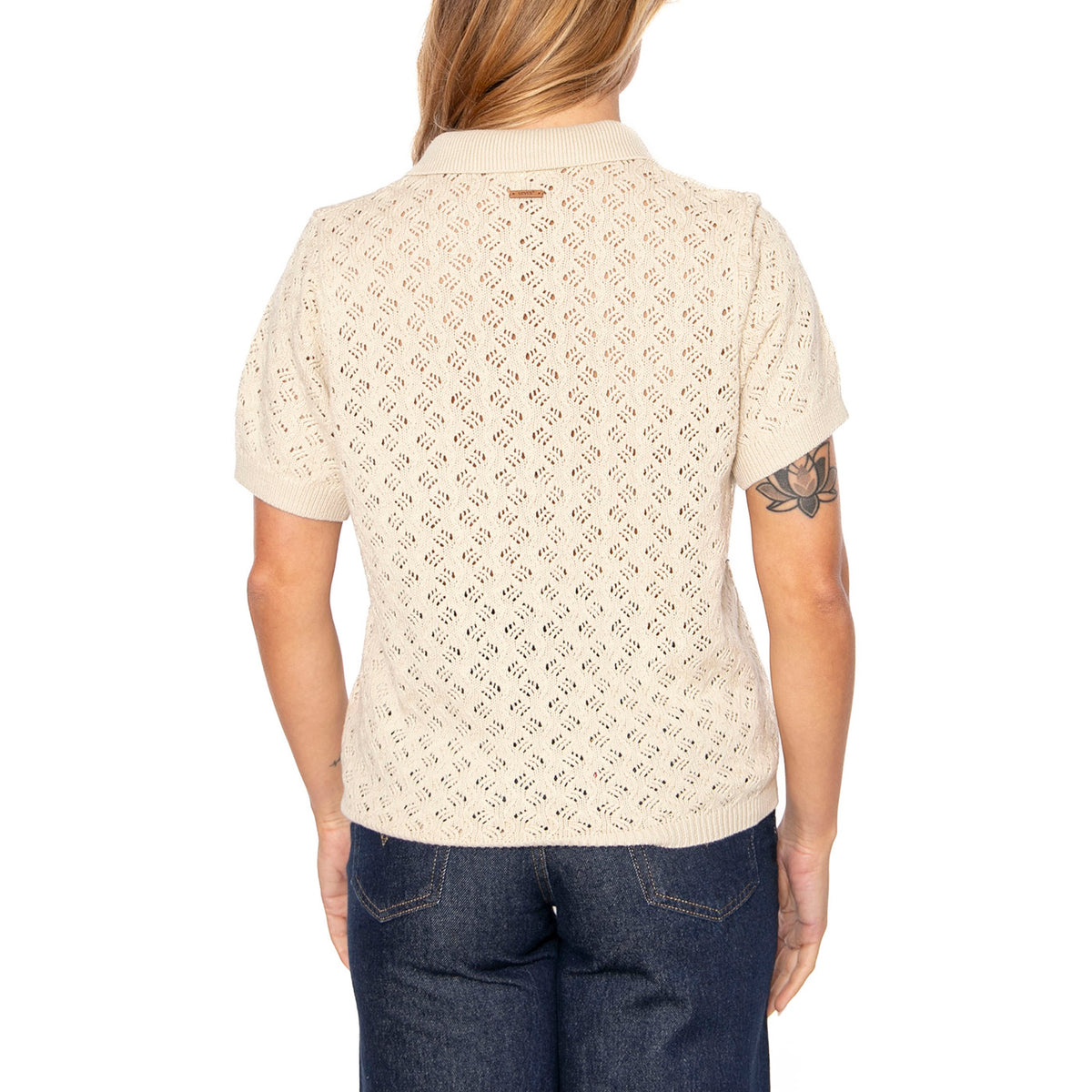Lavender Pointelle Polo Oatmeal - Polo in Maglia Donna Beige 0012V-0000 . LEVIS 