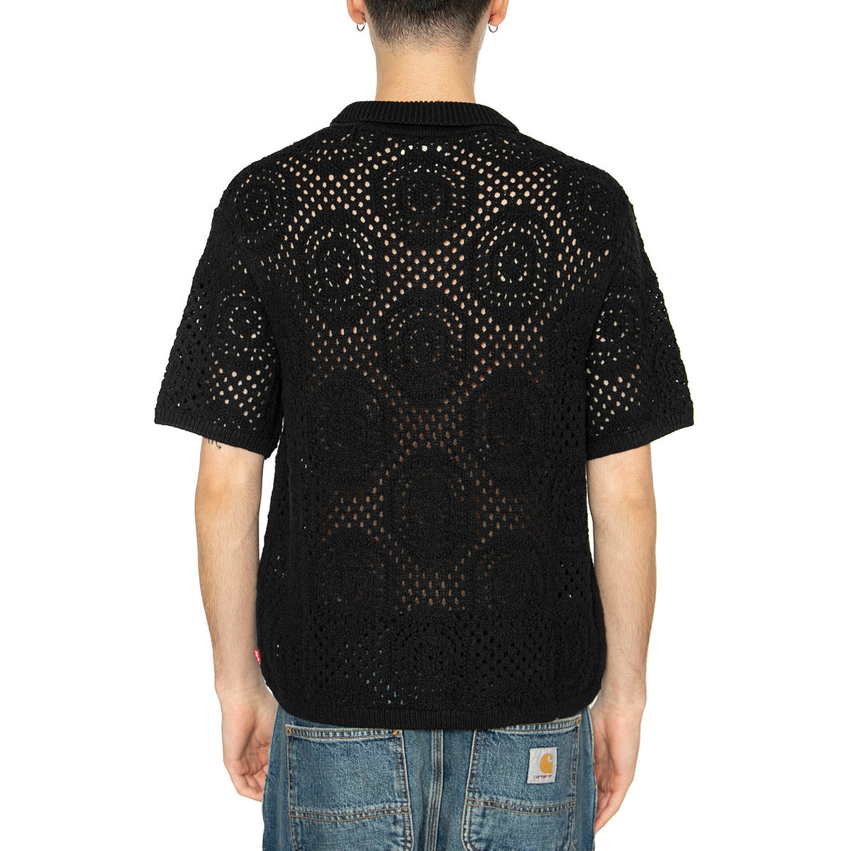 Sweater Camp Shirt Pointelle Crochet Jet - Camicia Maniche Corte Uomo Nera 0013G-0002 . LEVIS 