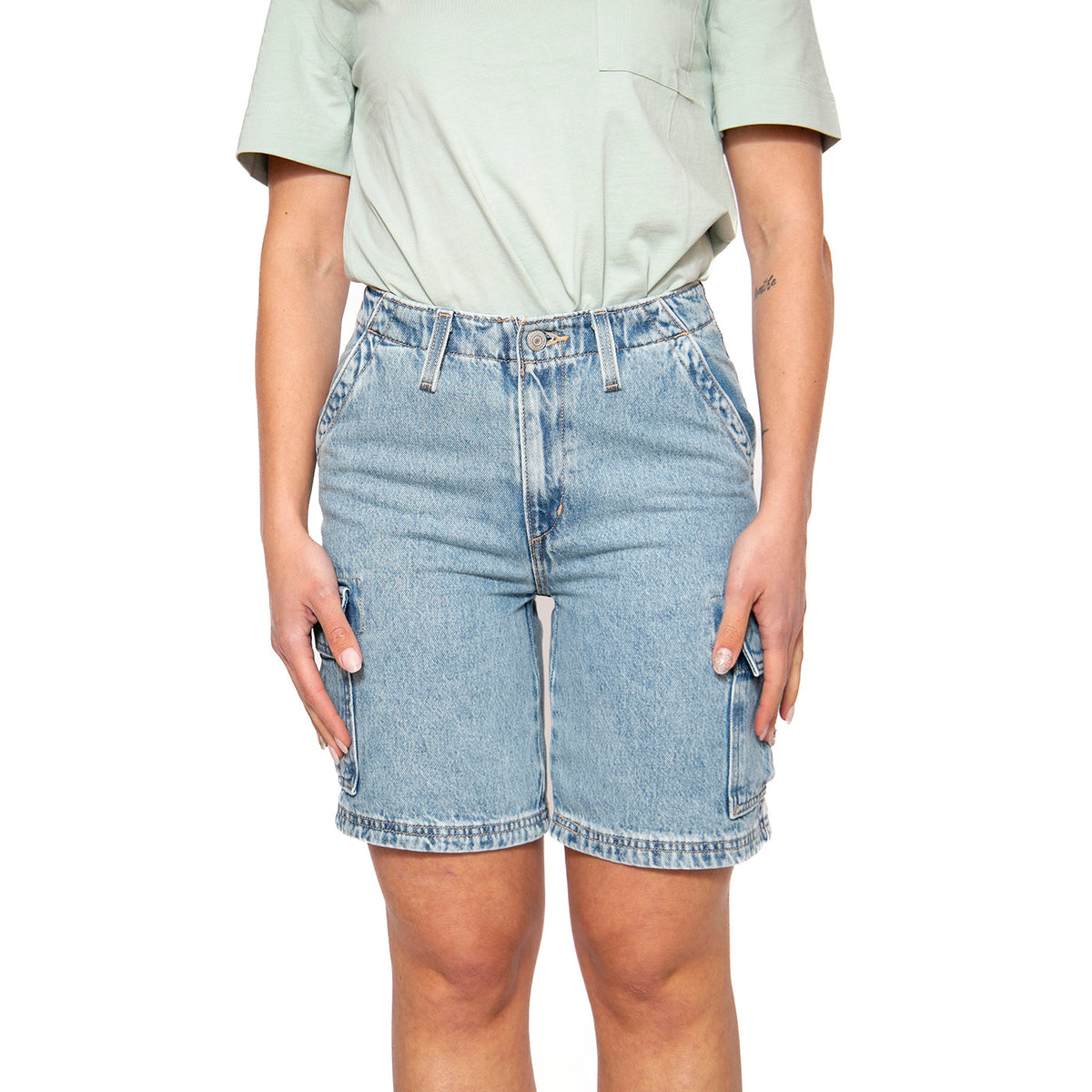 Baggy Cargo Short Too Clean Blue - Bermuda Cargo Donna Blu 001VA-0000 . LEVIS 