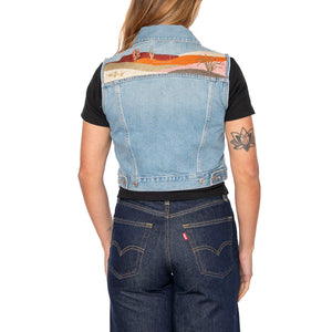 Embroidered XS Vest Desert Utopia Trucker - Giacca Smanicata Donna Blu 002A7-0000 . LEVIS 