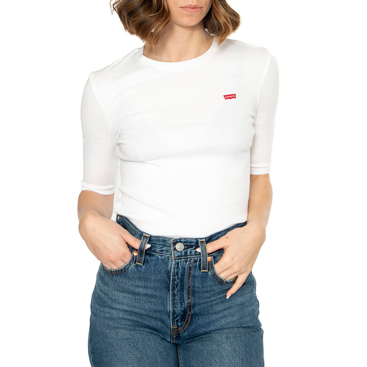 Luca Slim Tee Neutrals - Maglietta Girocollo Donna Bianca A3388-0003 . LEVIS 