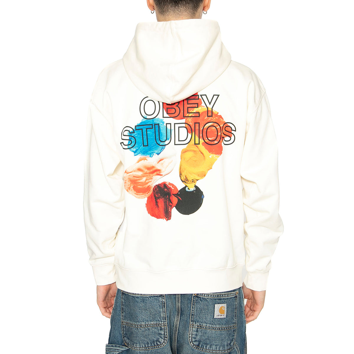 Obey Studios Palette Fleece Unbleached - Felpa con Cappuccio Uomo Bianca 117464052-UBL . OBEY 