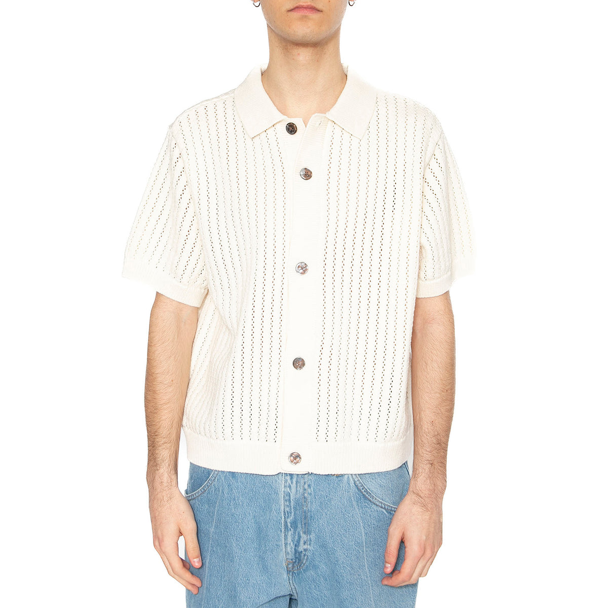 Dez Sweater Shirt Unblechaed - Camicia in Maglia Maniche Corte Uomo Beige 151000106-UBL . OBEY 