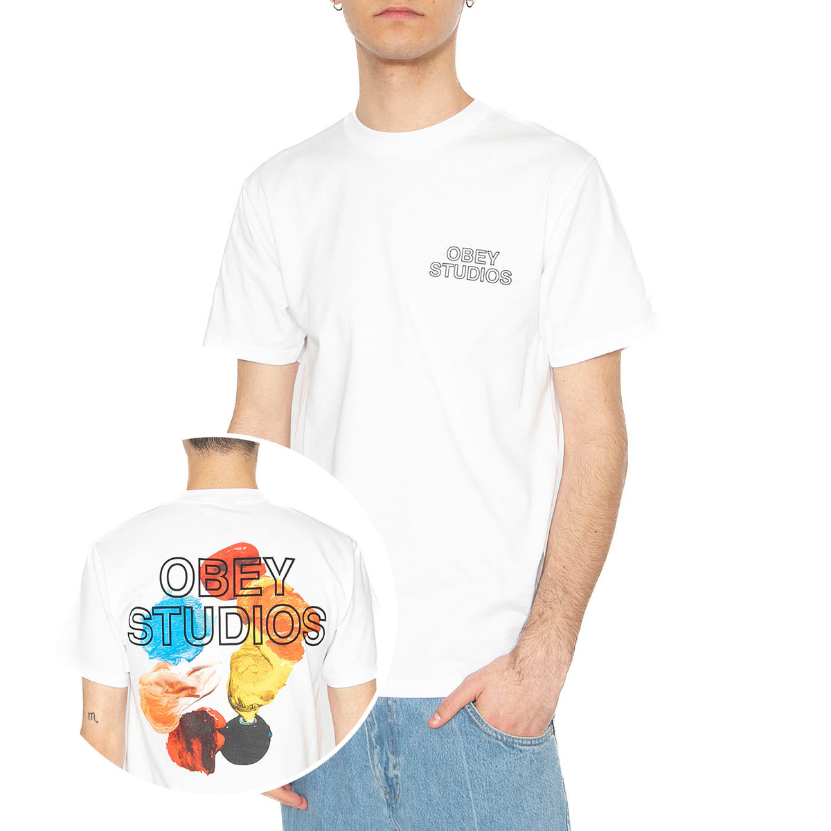 Obey Studios Palette Tee White - Maglietta Girocollo Uomo Bianca 165264052-WHT . OBEY 