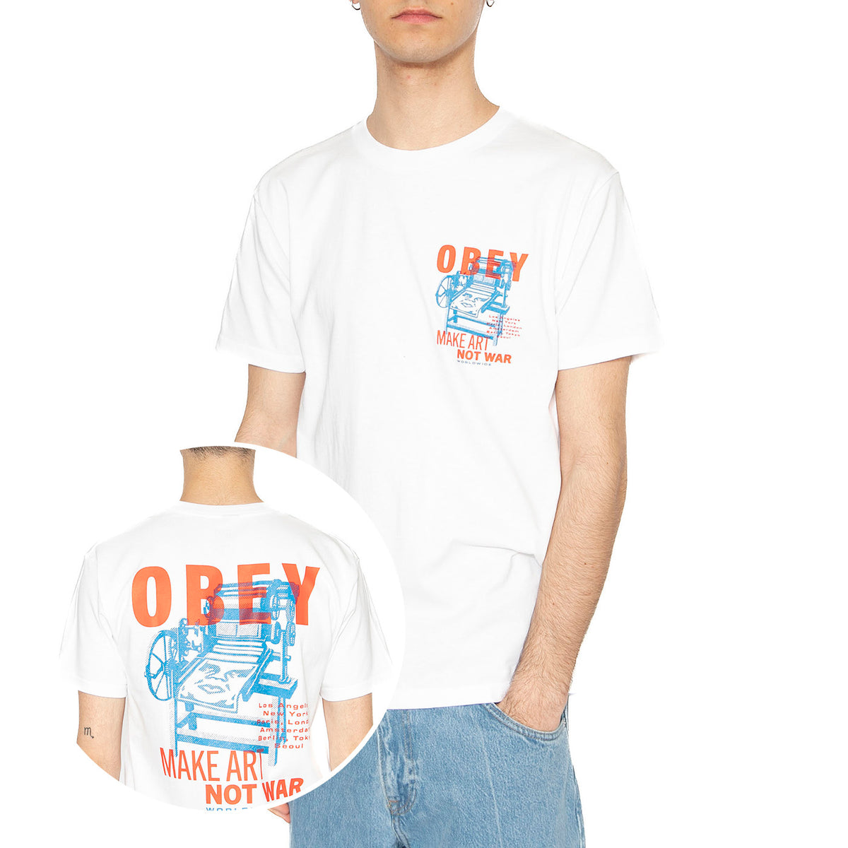 Obey Printing Press Make Art Tee White - Maglietta Girocollo Uomo Bianca 165264061-WHT . OBEY 