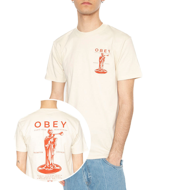 Obey Premium Sounds Tee Cream - Maglietta Girocollo Uomo Beige 165264094-CRM . OBEY 