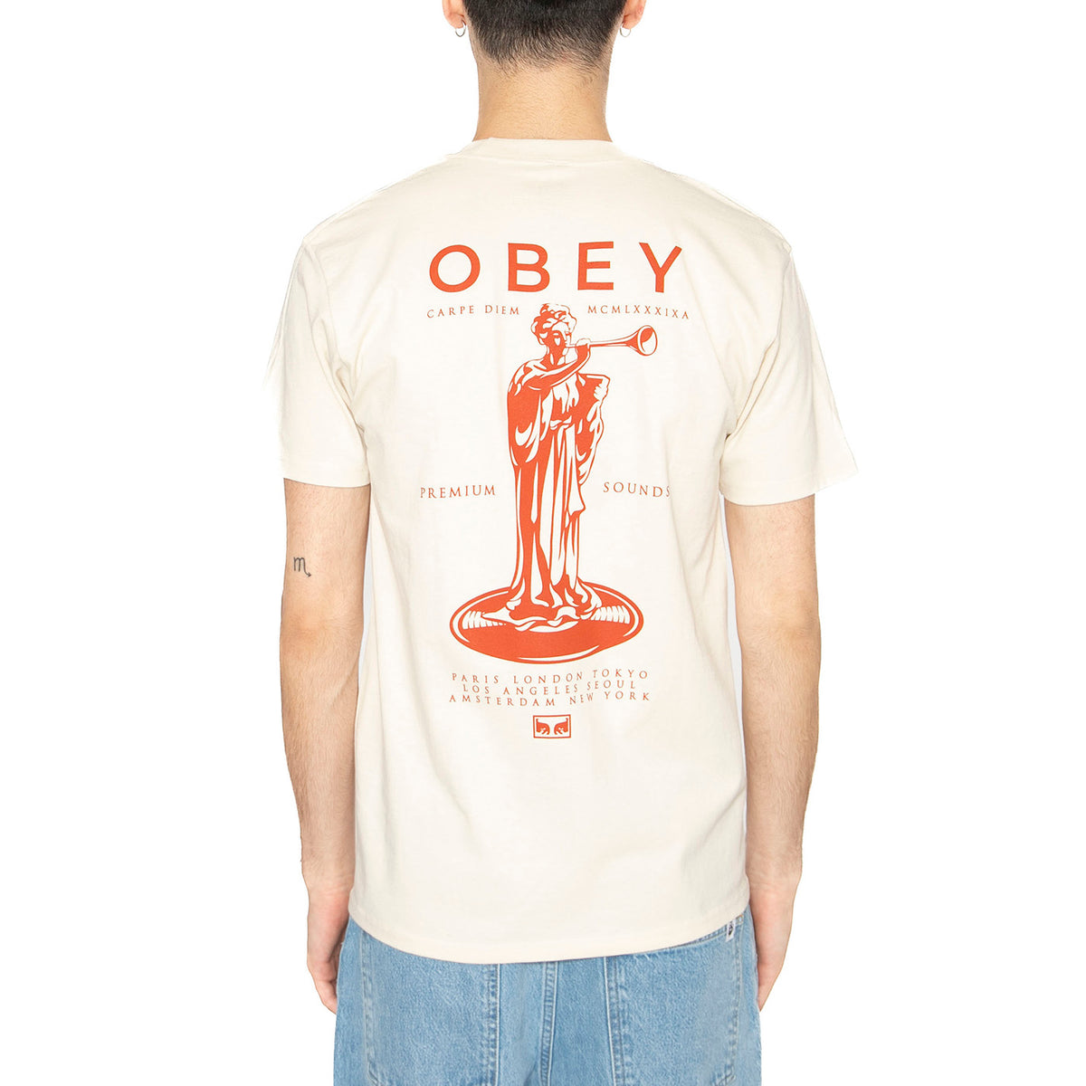 Obey Premium Sounds Tee Cream - Maglietta Girocollo Uomo Beige 165264094-CRM . OBEY 