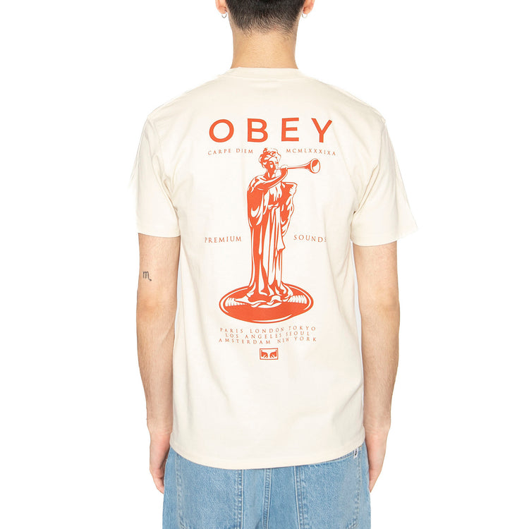 Obey Premium Sounds Tee Cream - Maglietta Girocollo Uomo Beige 165264094-CRM . OBEY 