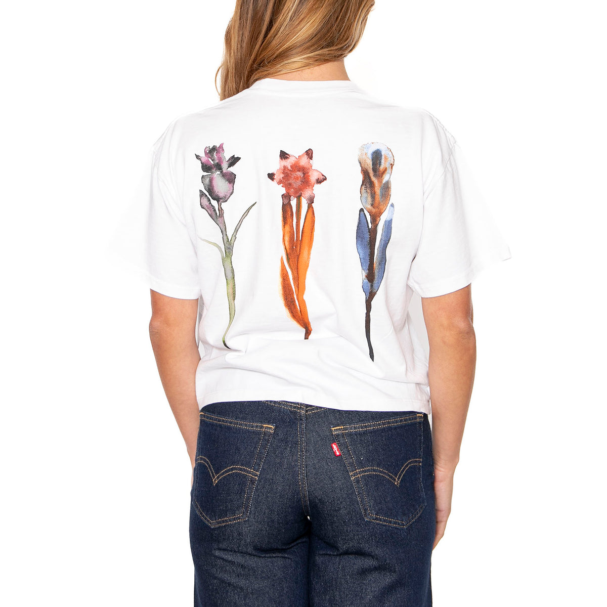 Obey Water Color Flower Tee White  - Maglietta Girocollo Donna Bianca 267622658-WHT . OBEY 