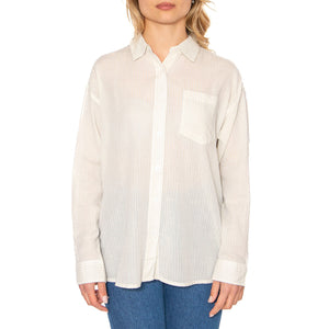 Blythe Sheer Stripe Shirt LS Azurine Multi - Camicia Donna Bianca 281200139-AZR . OBEY 
