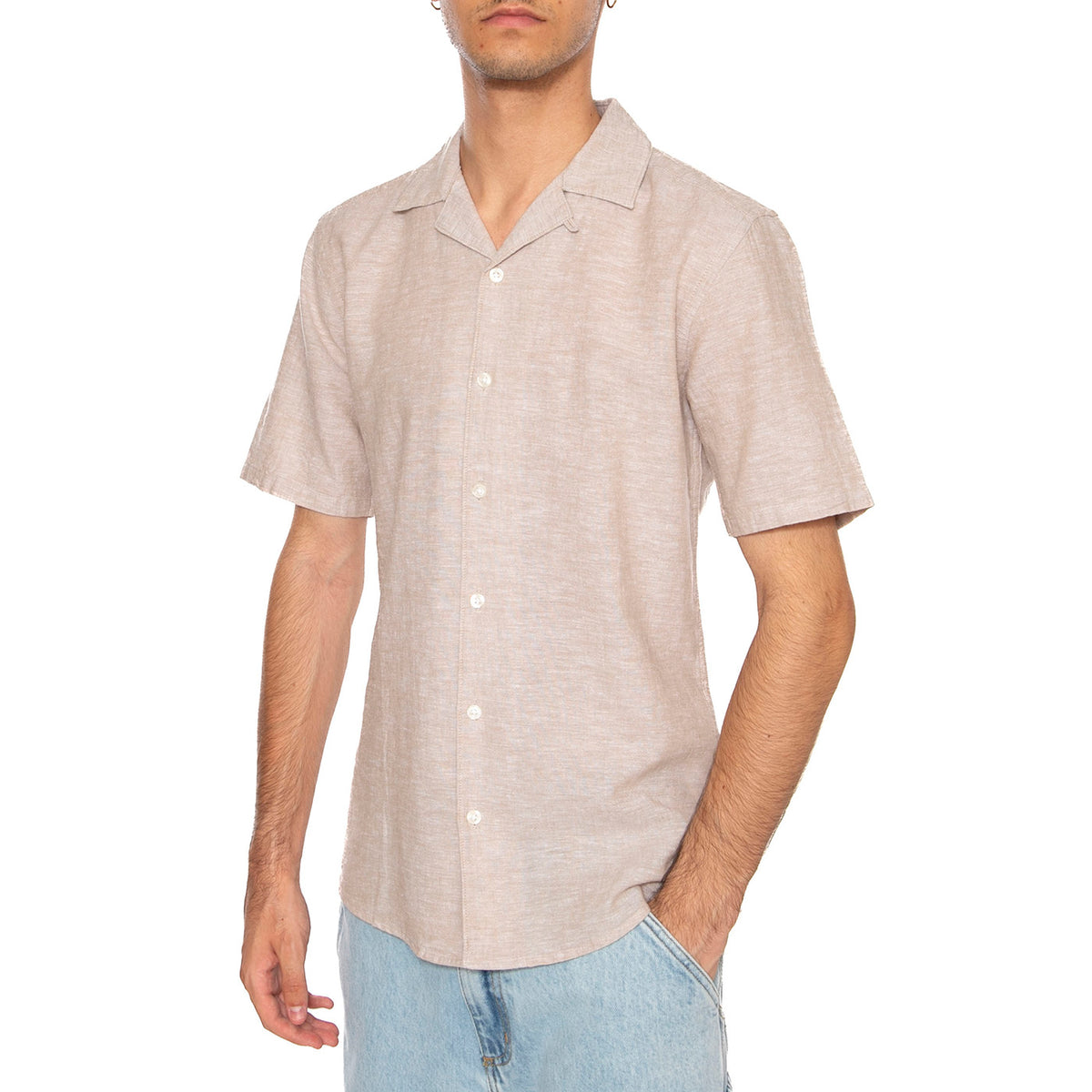 Onscaiden Life Solid Resort Beige - Camicia Mancihe Corte Uomo Beige 22025116-B . ONLY & SONS 